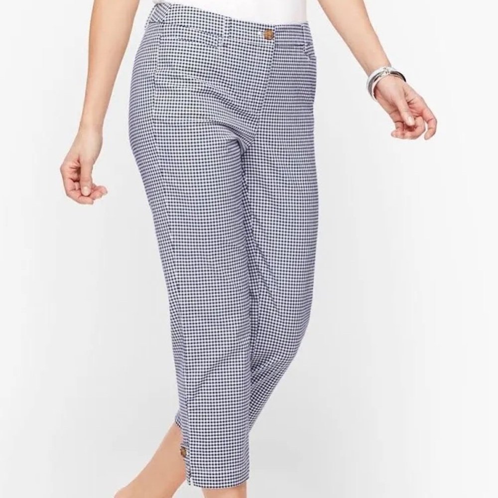Talbots Navy Checkered Skimmers Size 4 NWT